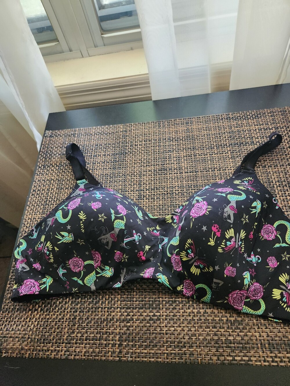torrid Black Bra with Floral Accent Mermaids